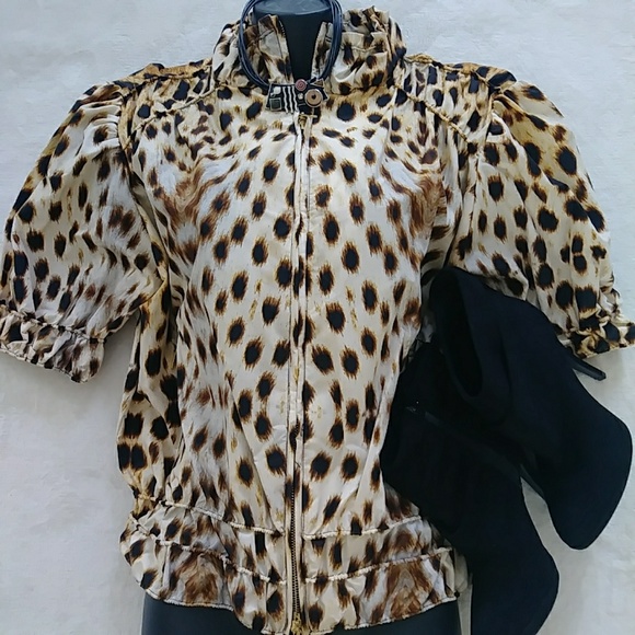 SALE! Roberto Cavalli Sz 42/M Cheetah Print Jacket - Picture 2 of 8